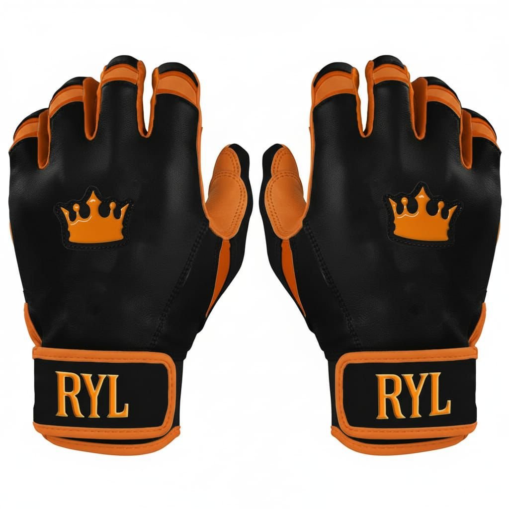 Batting Glove Single Strap - Black/Orange