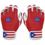 Batting Glove Single Strap - Red/White with Puerto Rico Flag