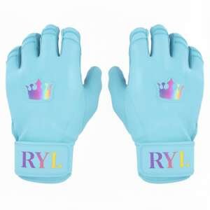 Batting Glove Single Strap - Sky Blue with Rainbow Crown