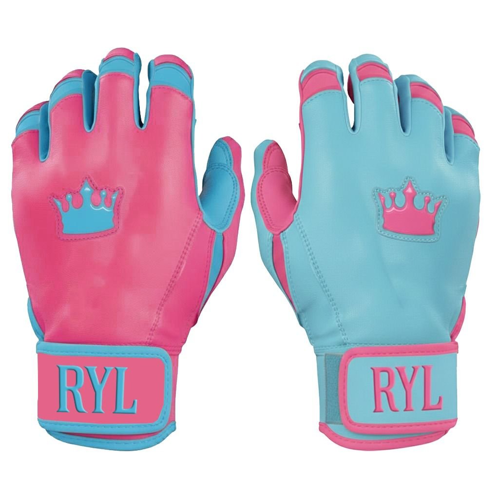 Batting Glove Single Strap- Pink/Sky Blue Reverse