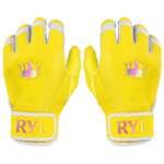 Batting Glove Single Strap - Yellow/White with Rainbow Crown