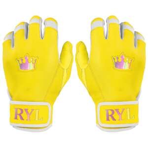 Batting Glove Single Strap - Yellow/White with Rainbow Crown
