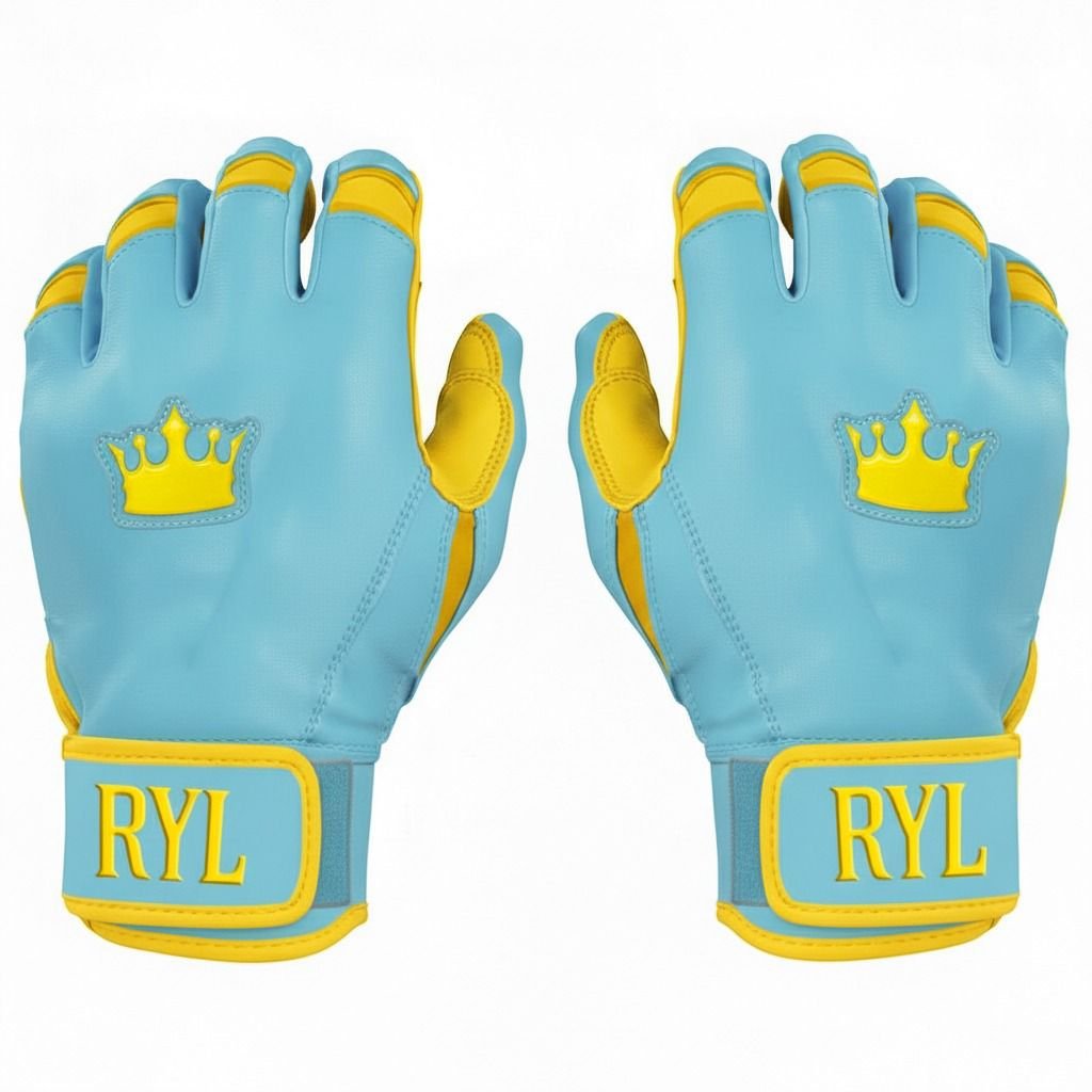 Batting Glove Single Strap - Sky Blue/Yellow