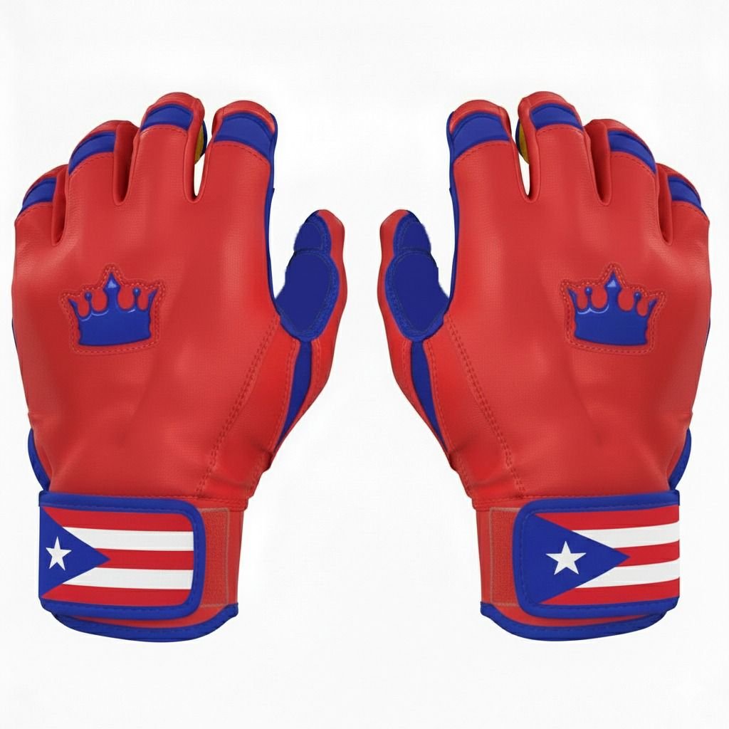 Batting Glove Single Stap - Red/Blue With Puerto Rico Flag