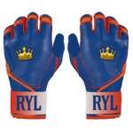 Batting Glove Double Strap - Royal Blue/Red with Gold Crown