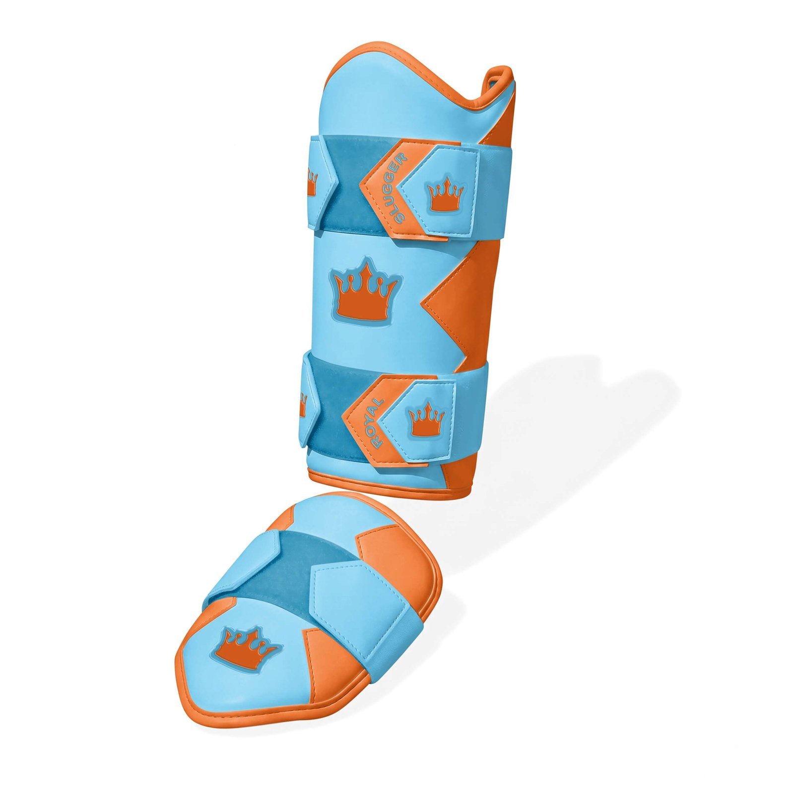 Royal Legacy NO Ankle Leg Guard - SKY BLUE/ORANGE - Elite Leather