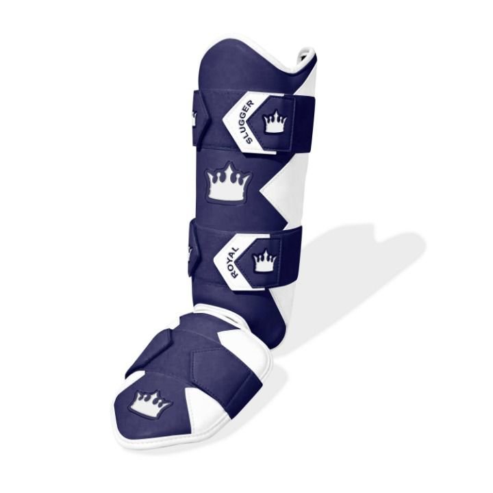 Royal Legacy Dual Ankle Leg Guard - Navy Blue/White - Elite Leather - Image 7